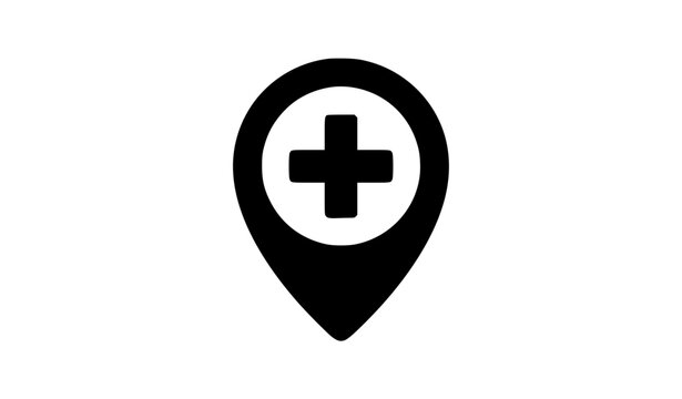 Medical map pin vector icon hospital cross location marker illustration