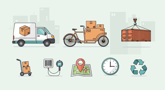 Delivery services and logistics icons collection.