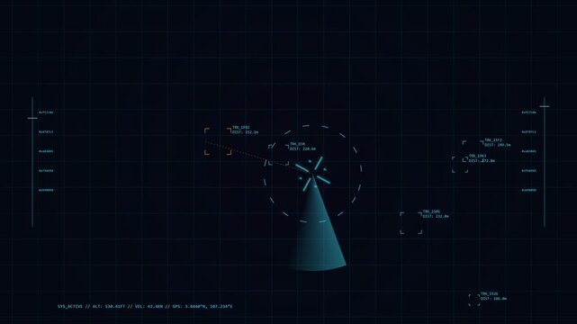 Digital Radar HUD Screen Scanning For Targets In Virtual Space