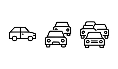 Obraz premium Traffic congestion car icon set vector black automobile transport illustration