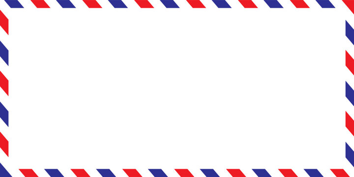 Light grey rectangle framed by a classic red and blue striped border, reminiscent of old airmail envelopes and postal communication.