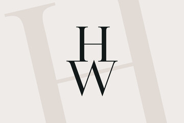 Fototapeta premium HW or WH letter logo icon design. Classic style luxury initials monogram.