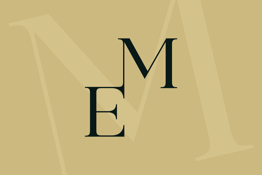 ME or EM letter logo icon design. Classic style luxury initials monogram.