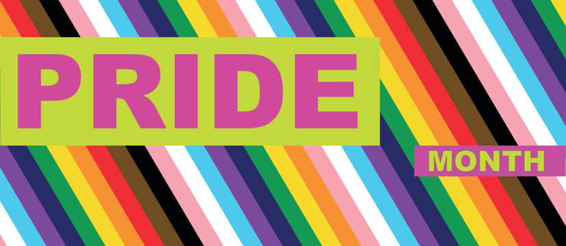 Pride Month Celebration Background with Progressive Rainbow Stripes, Vibrant Colorful Diagonal Pattern for LGBTQ+ Community Events, Modern Graphic Design for Diversity and Inclusion Campaigns