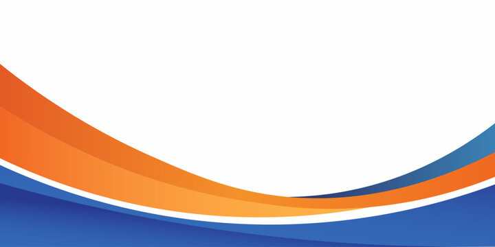 Abstract blue and orange business banner background with dynamic waves composition. Flat vector illustration