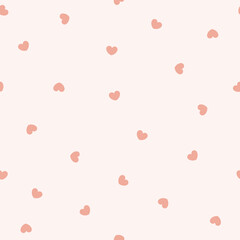 Bezszwowy wzór z małymi różowymi serduszkami – pastelowy, minimalistyczny styl boho © Monika