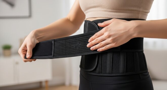 This is a person wearing a back brace.
