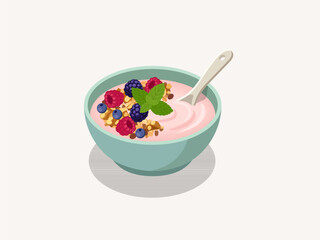 Mixed Berry Smoothie Bowl with Raspberry, Blueberry, Blackberry and Mint © Akasha Design