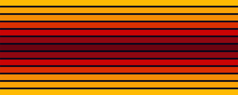 Abstract colorful 70s background vector. Vintage retro wallpaper with rainbow stripes and wavy lines. A 1970 color illustration suitable for posters, banners, decorative items and wall art.