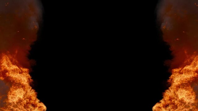 Side fire flames. Fire border background with blazing flames
