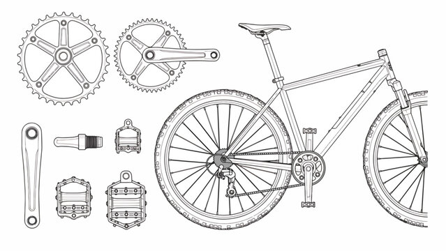 Detailed bicycle parts and accessories.