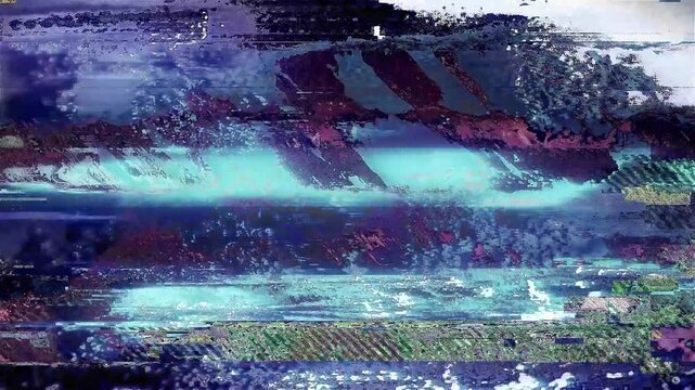 Abstract Black and White Glitch Texture with High Contrast Digital Noise and Displacement