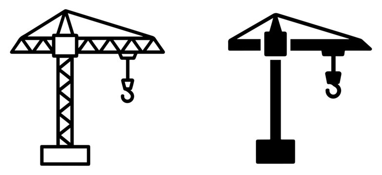 tower crane construction icon set