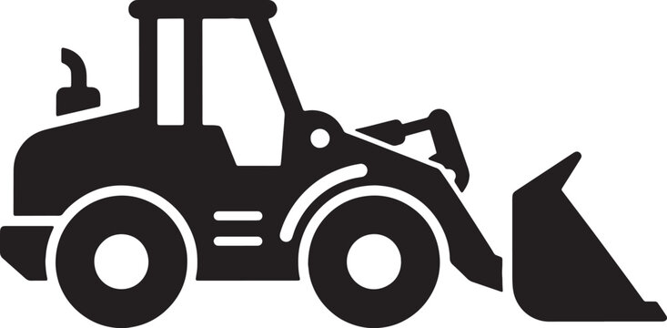Industrial front end loader with bucket and wheels vector illustration.