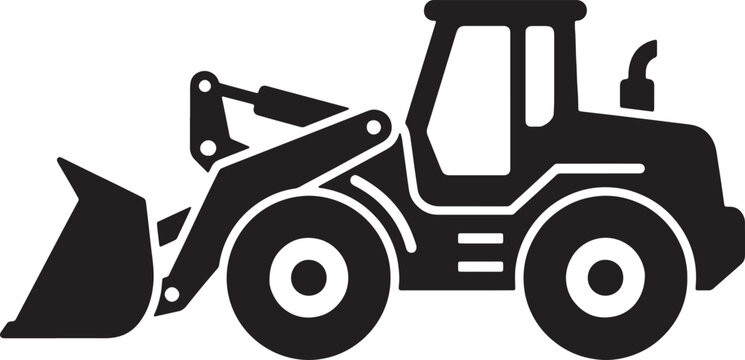 Industrial front end loader with bucket and wheels vector illustration.