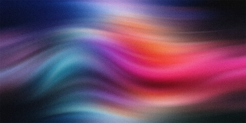 Vibrant abstract background with colorful swirling patterns, deep blues, purples, pinks, and oranges, motion blur and grainy texture. © md