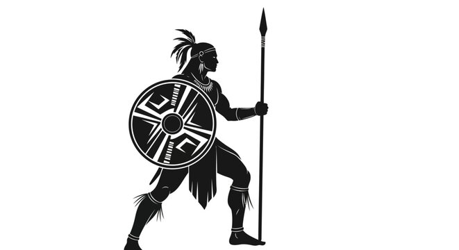 Ancient Greek Warrior Holding Shield.