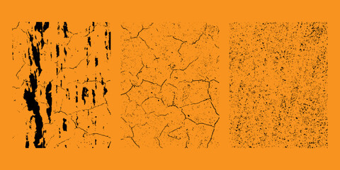 Fototapeta premium Abstract Grunge Speckled Texture Set Black Distress Overlay Background Collection