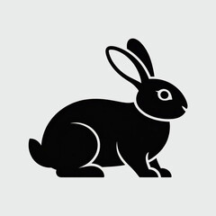 Obraz premium Black rabbit silhouette on light gray background
