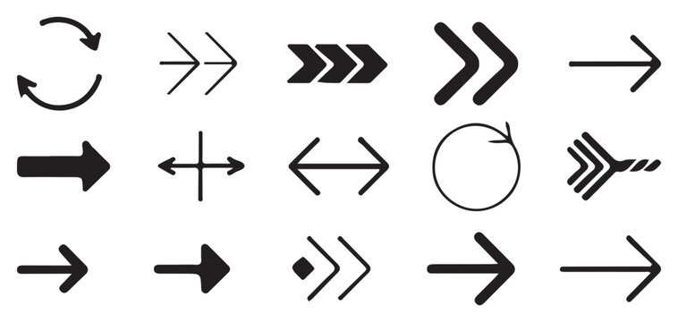 Minimalist thin line and dashed arrow vector set  Vector Illustration Eps 10