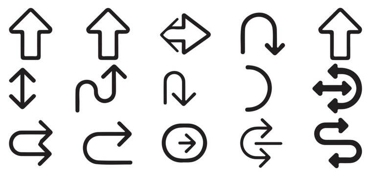 Minimalist thin line and dashed arrow vector set  Vector Illustration Eps 10