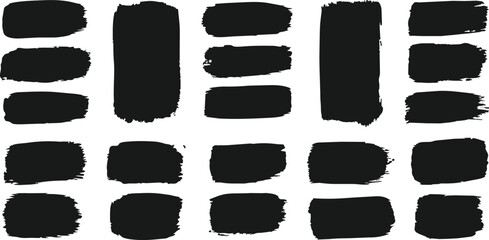 Black Brush Stroke Collection Paint Swash Banner Set Grunge Ink Brush Marks Hand Painted Rectangle Textures Isolated on White Background for Creative Vector Design © Willaim Nick