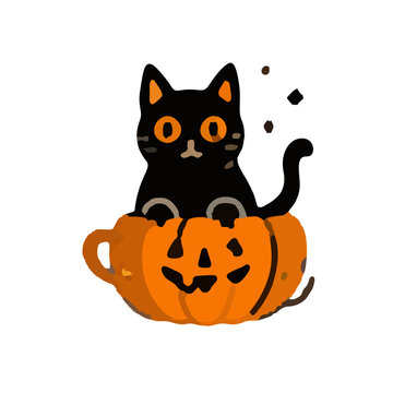 Halloween spooky kucing dalam labu for Halloween party and Halloween kucing dalam labu icon for Halloween spooky celebration for scary Halloween kucing dalam labu and spooky Halloween icon elements d.