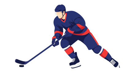 Fototapeta premium Ice Hockey Player Action Shot with Puck and Stick, Dynamic Sports Illustration