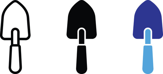 Garden hand shovel vector icon set for soil digging and plant transplanting design © AYESHA