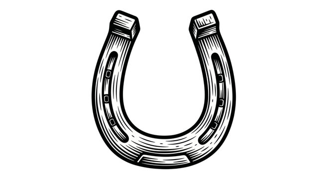 Vintage Horseshoe Illustration, Luck Symbol, Horse Equipment Icon
