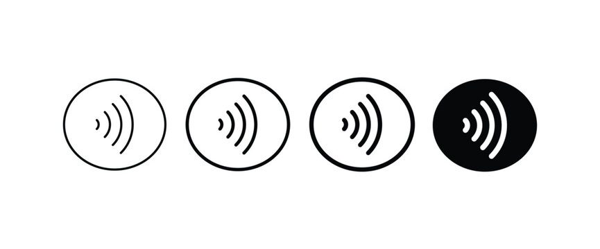 Contactless payment icon set. wireless signal wave.. NFC payment sign. cash register or bank card.  contactless payment and digital technology