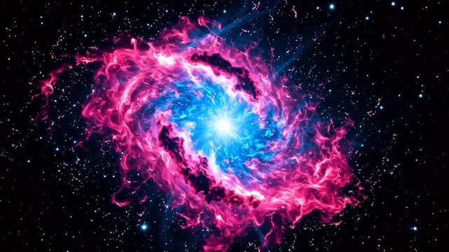 Mystical pink and purple nebula in space