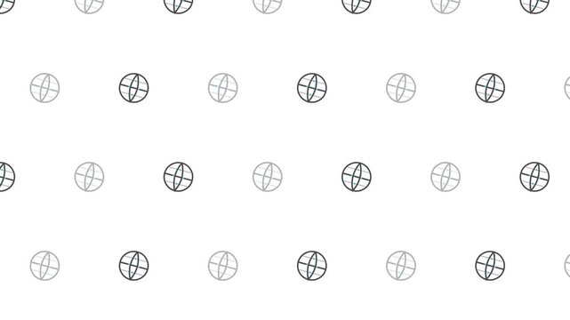 Minimalist Seamless Pattern of Stylized Globe Icons on White Background