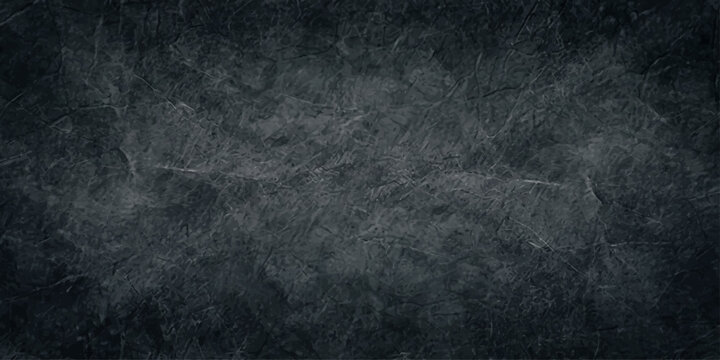 A dark blue vintage chalkboard backdrop featuring a rough textured black paper pattern with dirty grunge details and an old gray chalk frame