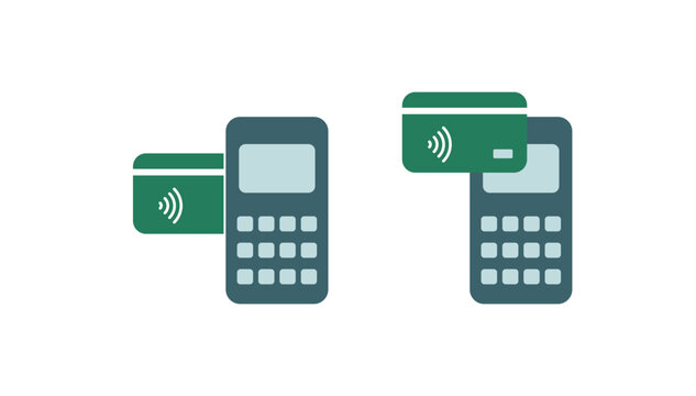 pos terminal machines for contactless payment icon set. retail checkout machine symbol. Card machine icons. contactless transaction concept  