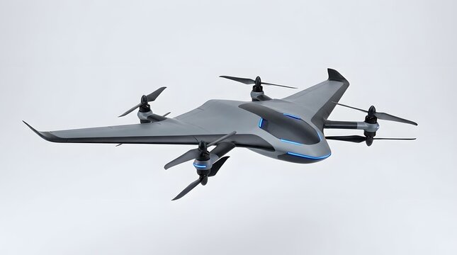 Advanced VTOL Aircraft with Multiple Rotors in Flight.