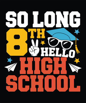 So long 8th grade, hello high school graduation celebration with cap and paper airplanes.