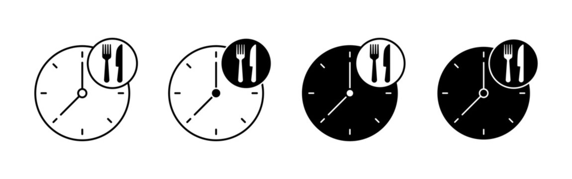 Clock with Fork and Knife Symbols for Meal Time and Restaurant Schedule