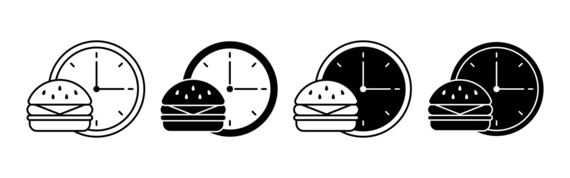 Hamburger and Clock Symbols for Fast Food Delivery Time