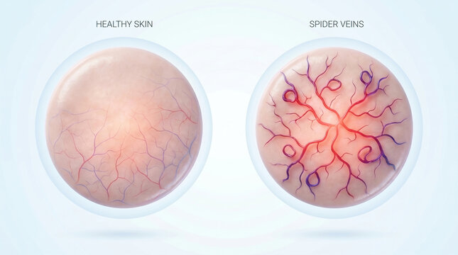 Spider Veins vs Healthy Skin Medical Comparison Anatomy