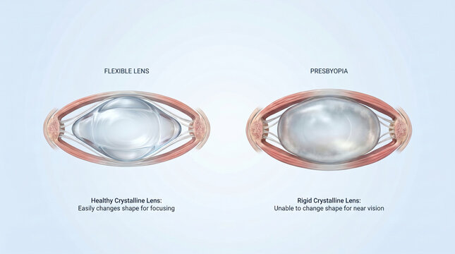 Presbyopia vs Healthy Eye Crystalline Lens Anatomy