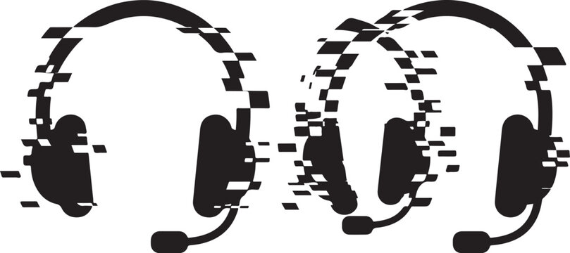 Glitchy Headsets with Microphones Side by Side
