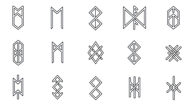 Set of Ancient Norse Runes Symbols, Viking Symbols, Elder Futhark Glyphs