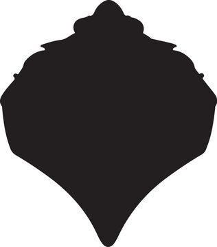 Black seashell, ocean shell, vector silhouette, beach icon, shell shape