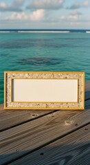 Fototapeta premium Tropical Beach Frame Displays Empty Space by Clear Water