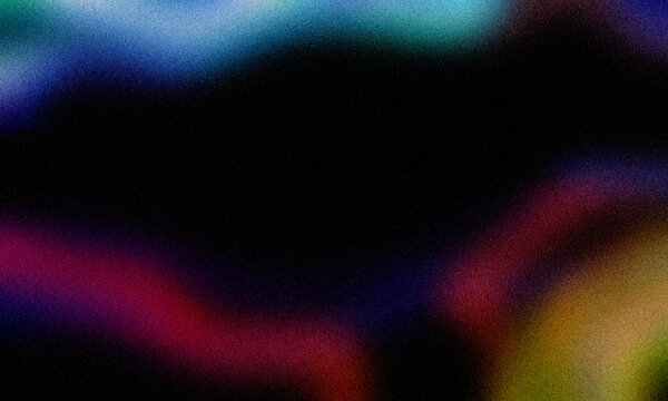 Abstract futuristic background with blurry glowing wave and neon transparent shapes. Spiritual energy concept, digital fantastic wallpaper. Grainy texture.