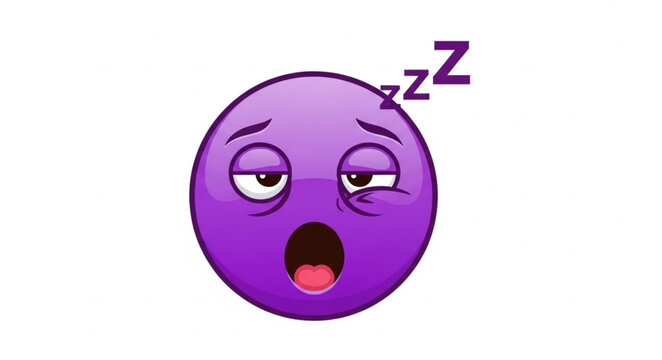 Tired purple emoji yawning with zzz symbol indicating sleep.