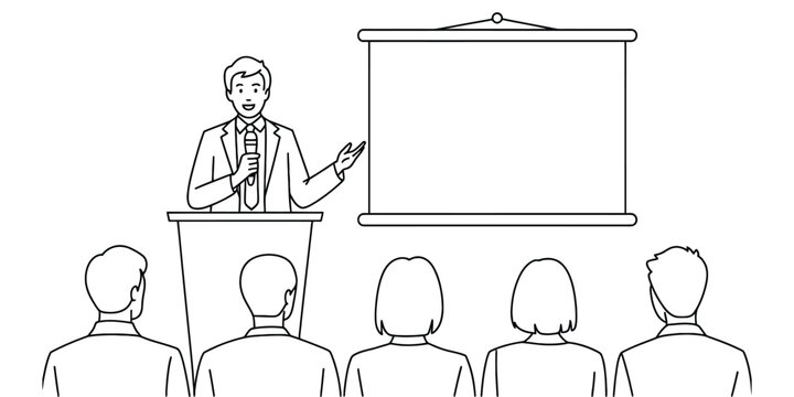 Businessman giving a presentation to an audience