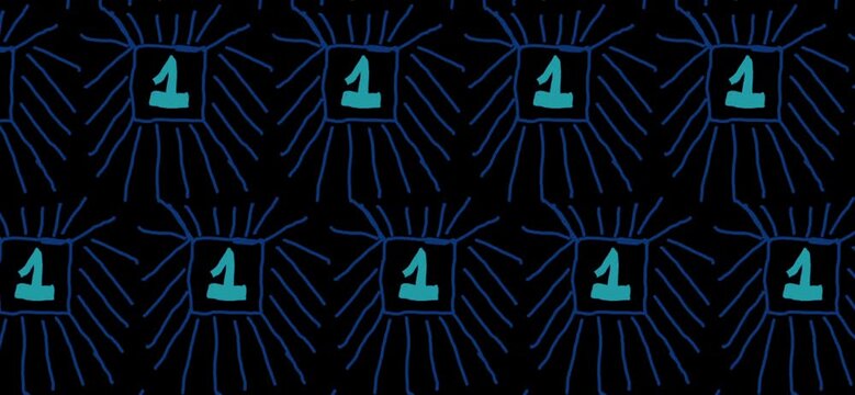Abstract Binary Data Flow Neon Blue Loop - Financial and Cybersecurity Background 