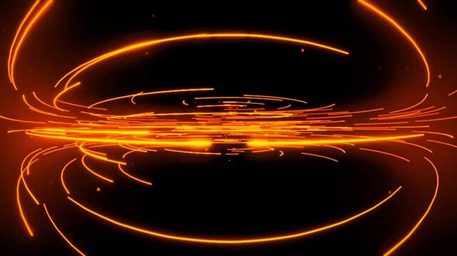 Amber Neon Energy Rings Flow Seamless Loop 4K Futuristic VJ Background